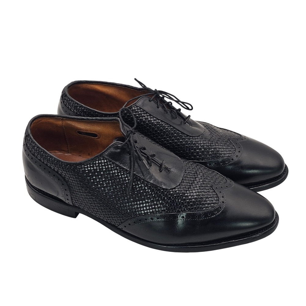 Allen Edmonds Hampstead Oxford 12 EEE Black Woven Leather Wingtip Brogue Luxury
